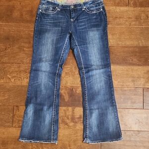 DownEast Women's Bootcut Blue Jeans With Studded Back Pockets SIZE 16 LONG